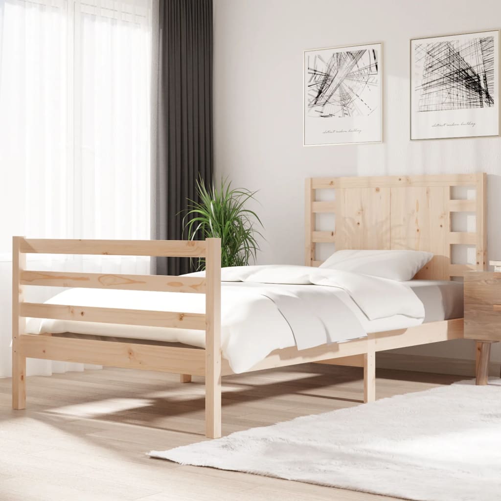 Bed Frame without Mattress 90x200 cm Solid Wood Pine