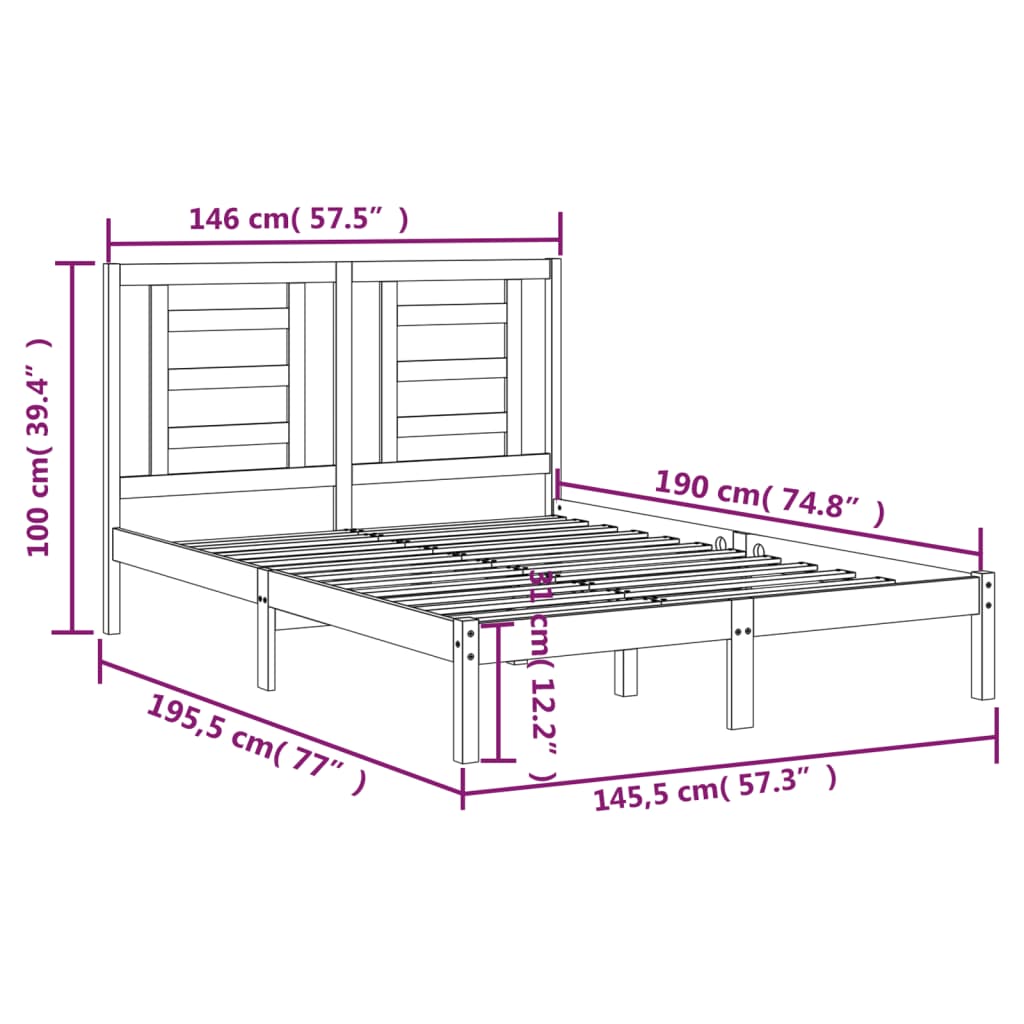Bed Frame without Mattress White 140x190 cm Solid Wood Pine