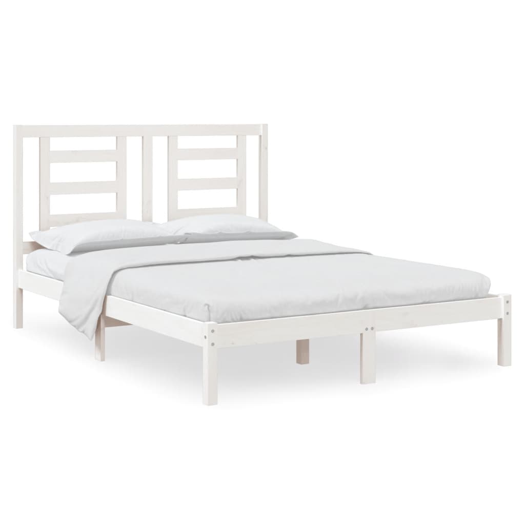 Bed Frame without Mattress White 150x200 cm King Size Solid Wood Pine