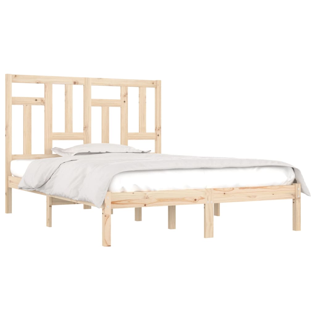 Bed Frame without Mattress Solid 140x190 cm Wood Pine