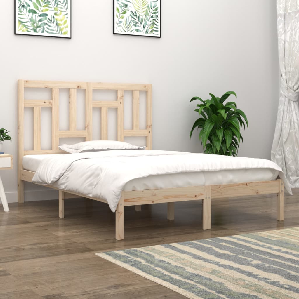 Bed Frame without Mattress Solid 140x190 cm Wood Pine