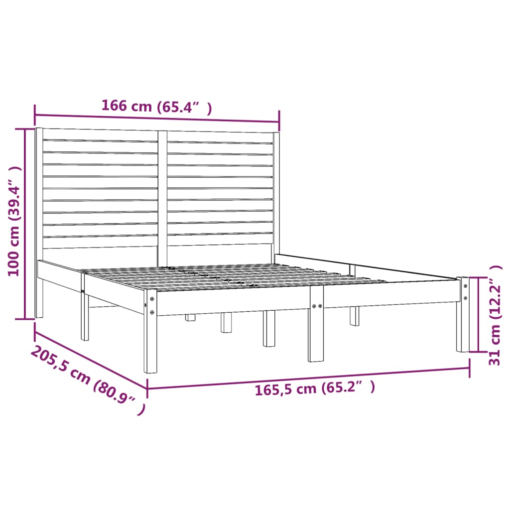 Bed Frame without Mattress White 160x200 cm Solid Wood