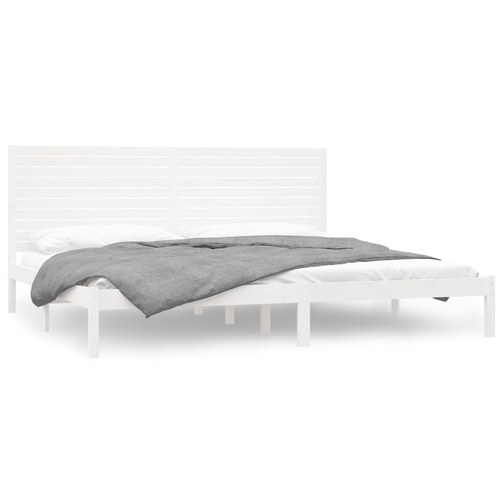 Bed Frame without Mattress White 180x200 cm Super King Solid Wood