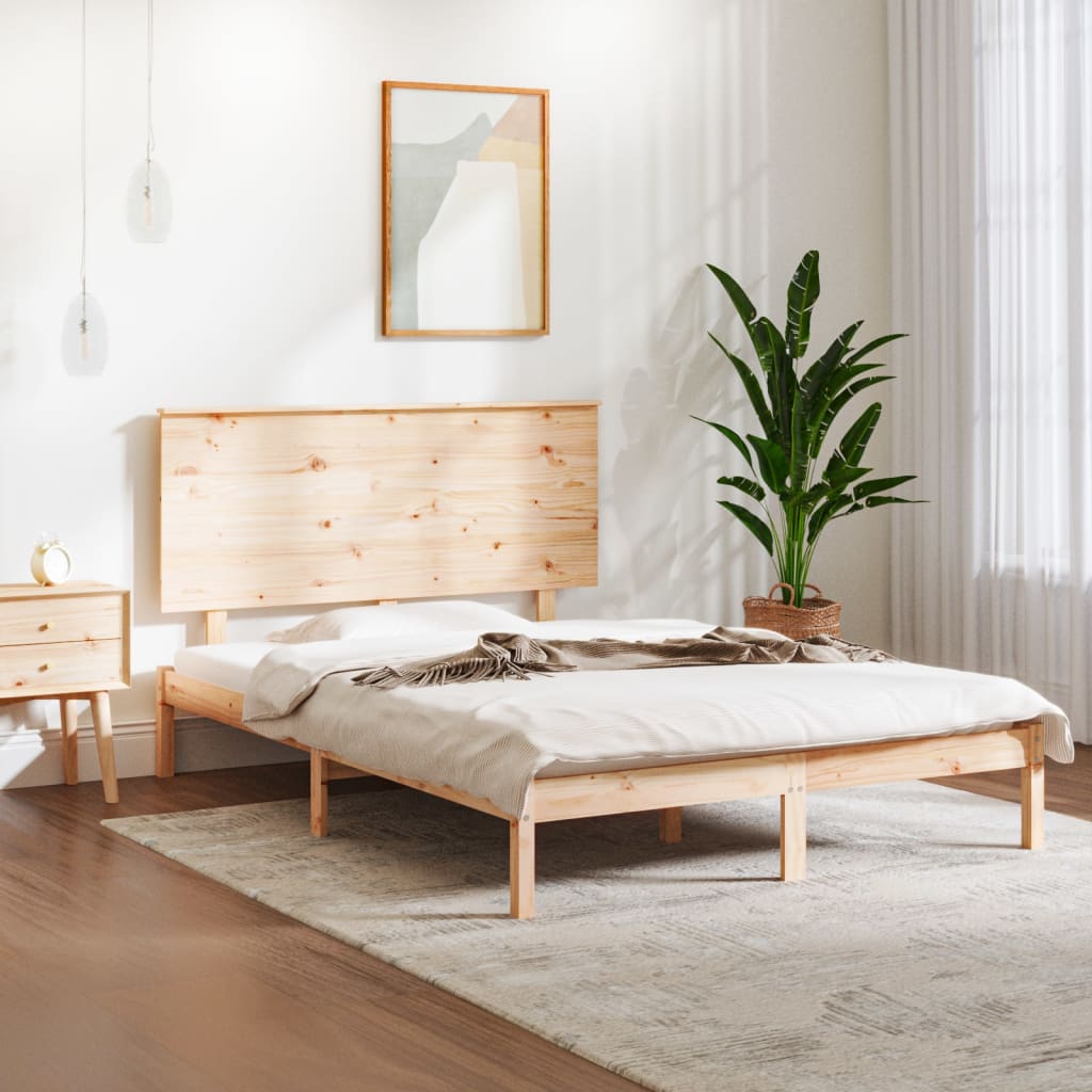 Bed Frame without Mattress 140x190 cm Solid Wood Pine