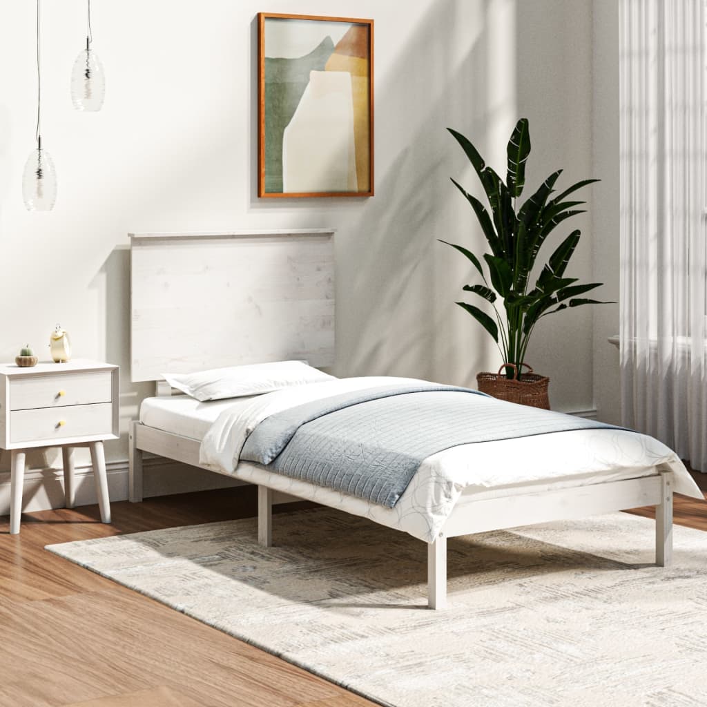 Bed Frame without Mattress White 100x200 cm Solid Wood Pine