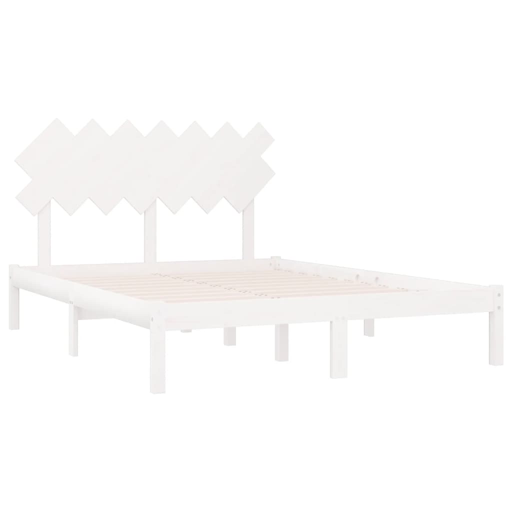Bed Frame without Mattress White 140x190 cm Solid Wood