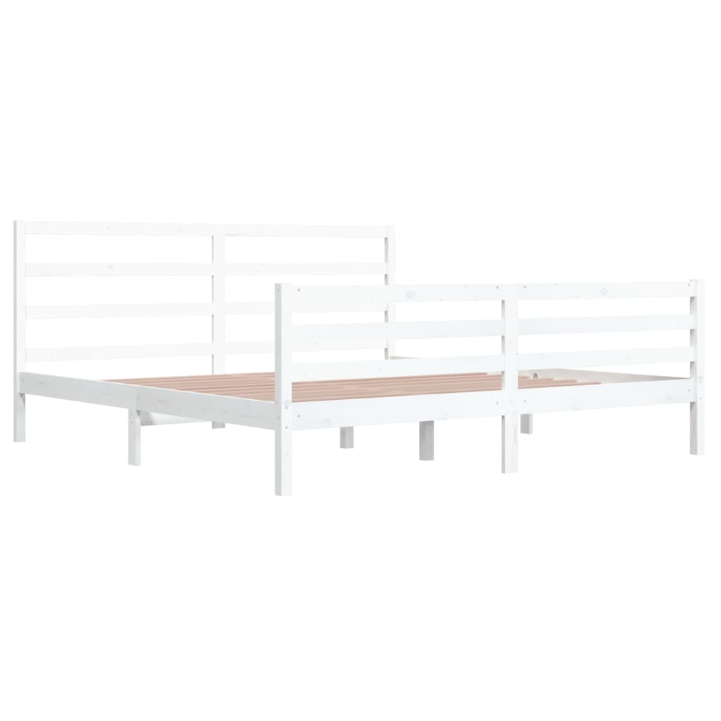 Bed Frame without Mattress White Solid Wood Pine 200x200 cm