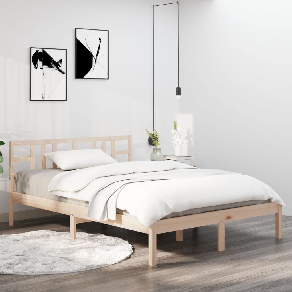 Bed Frame without Mattress 135x190 cm Double Solid Wood
