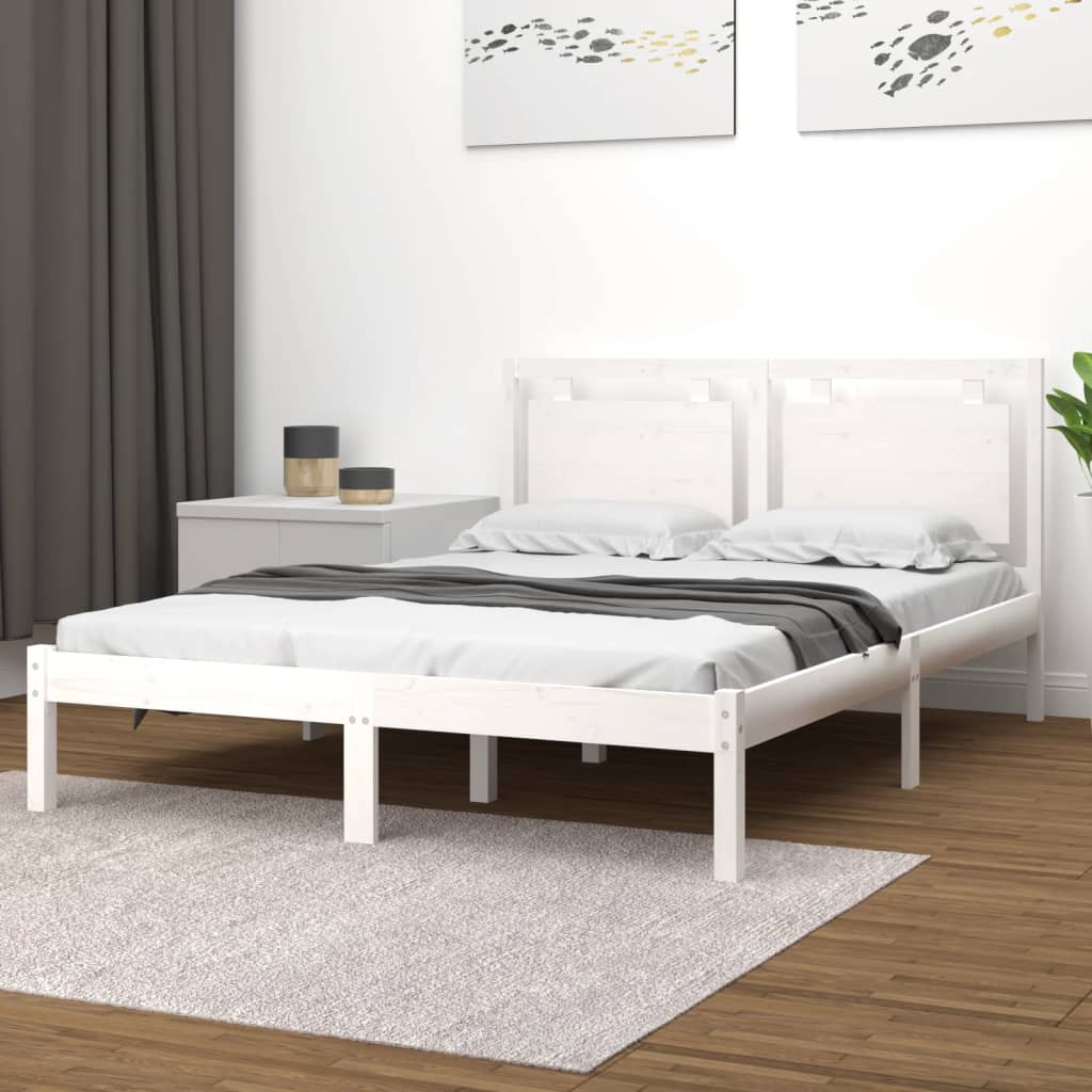 Bed Frame without Mattress White 140x200 cm Solid Wood