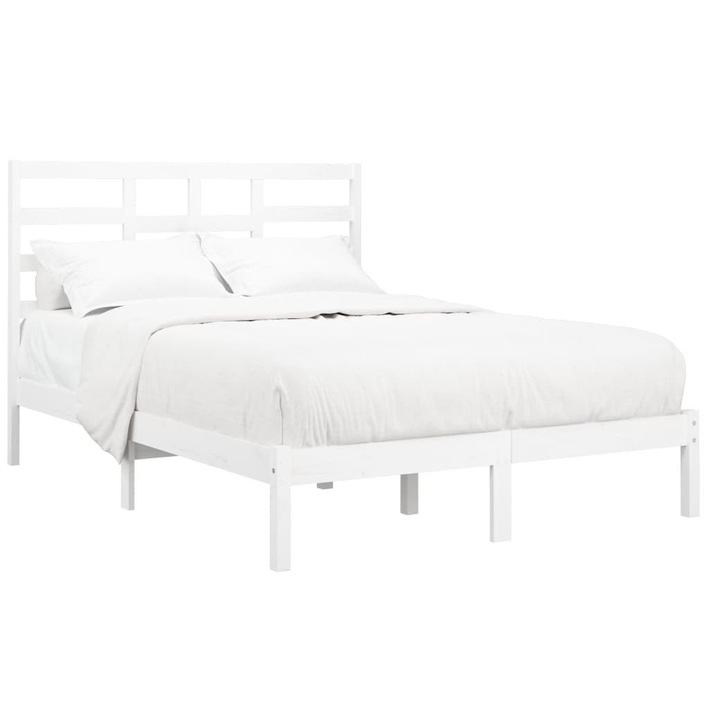 Bed Frame without Mattress White Solid Wood 140x200 cm