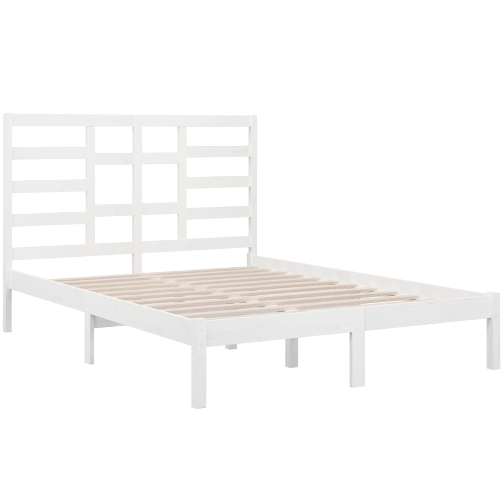 Bed Frame without Mattress White Solid Wood 140x200 cm