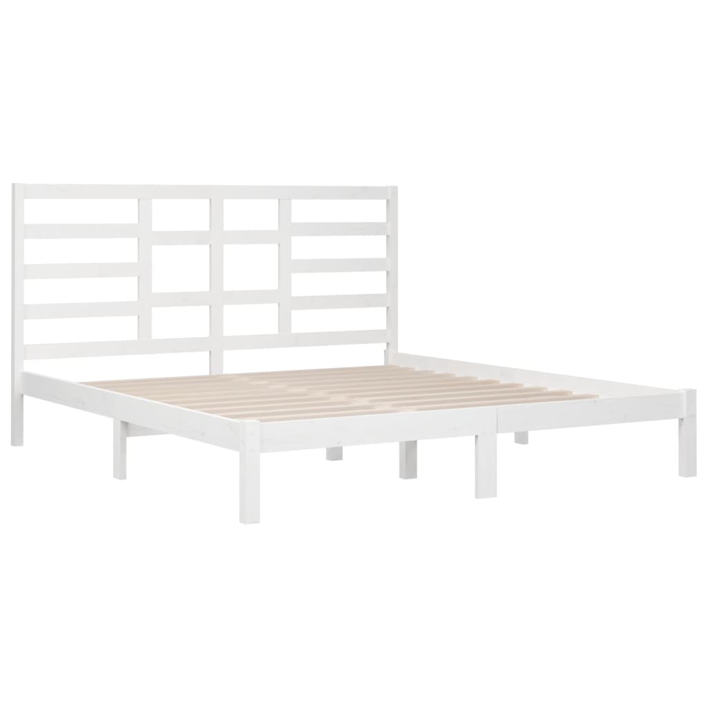 Bed Frame without Mattress White Solid Wood 180x200 cm Super King