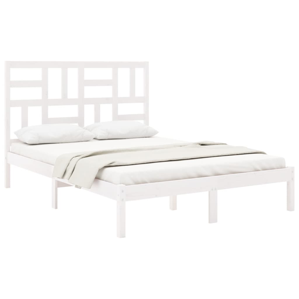 Bed Frame without Mattress White Solid Wood 120x190 cm Small Double