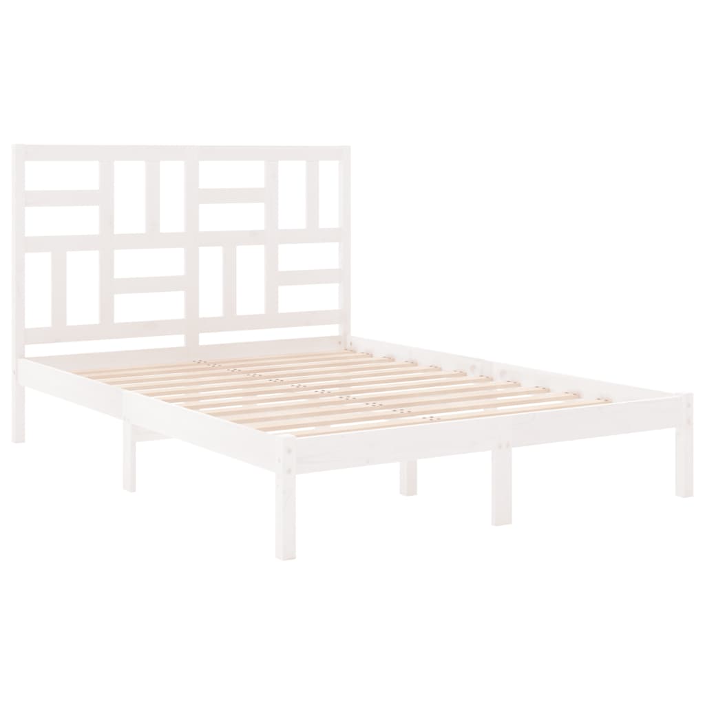Bed Frame without Mattress White Solid Wood 150x200 cm King Size