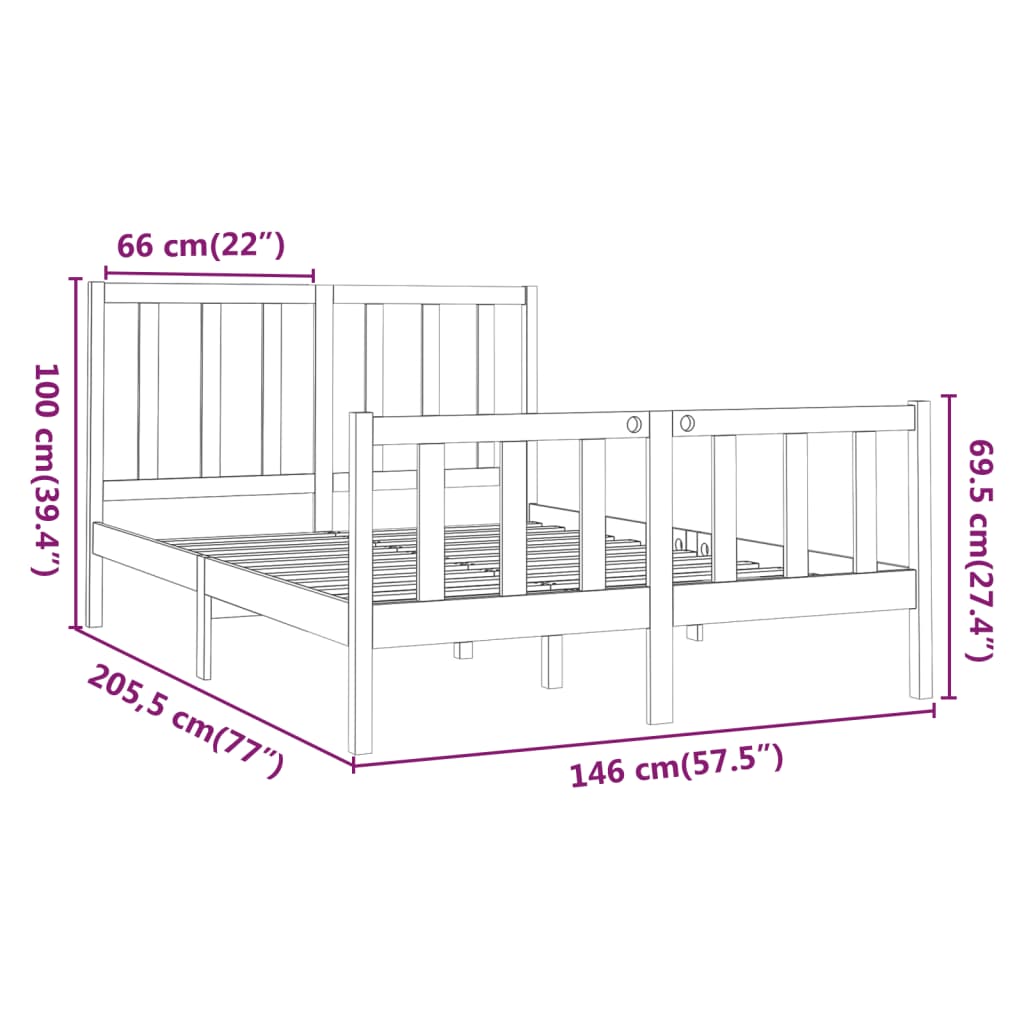 Bed Frame without Mattress White 140x200 cm Solid Wood Pine
