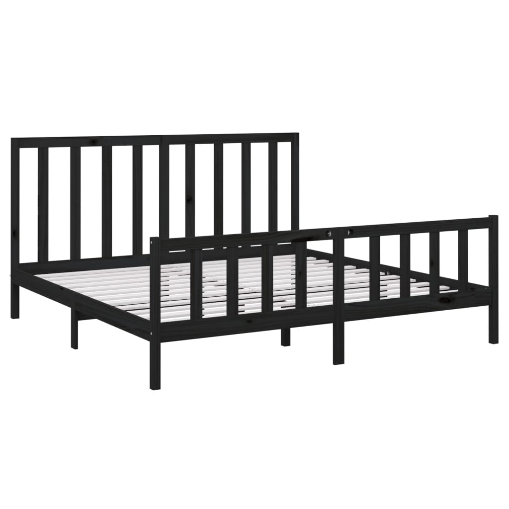 Bed Frame without Mattress Black 180x200 cm Super King Solid Wood Pine