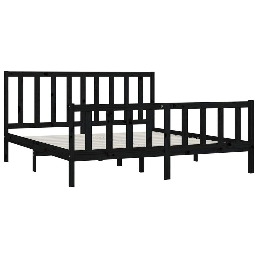 Bed Frame without Mattress Black 180x200 cm Super King Solid Wood