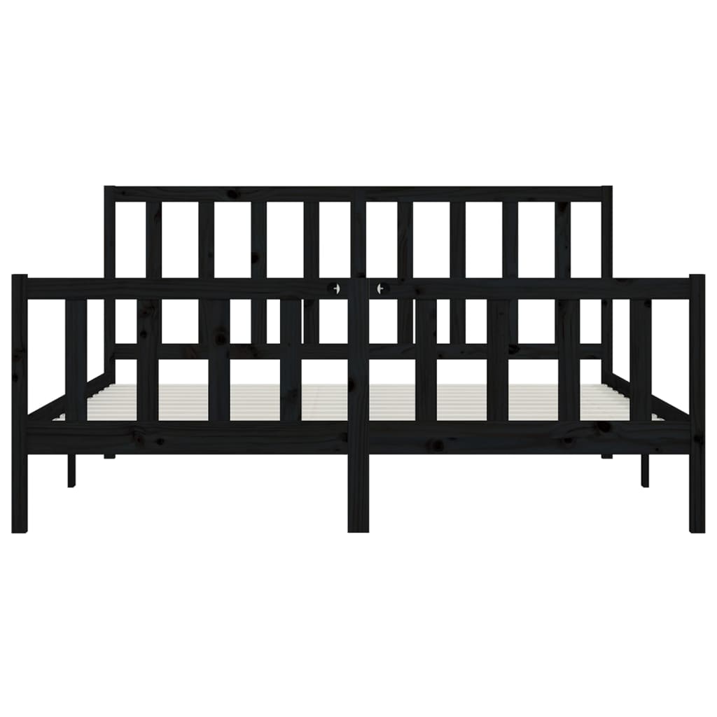 Bed Frame without Mattress Black 180x200 cm Super King Solid Wood