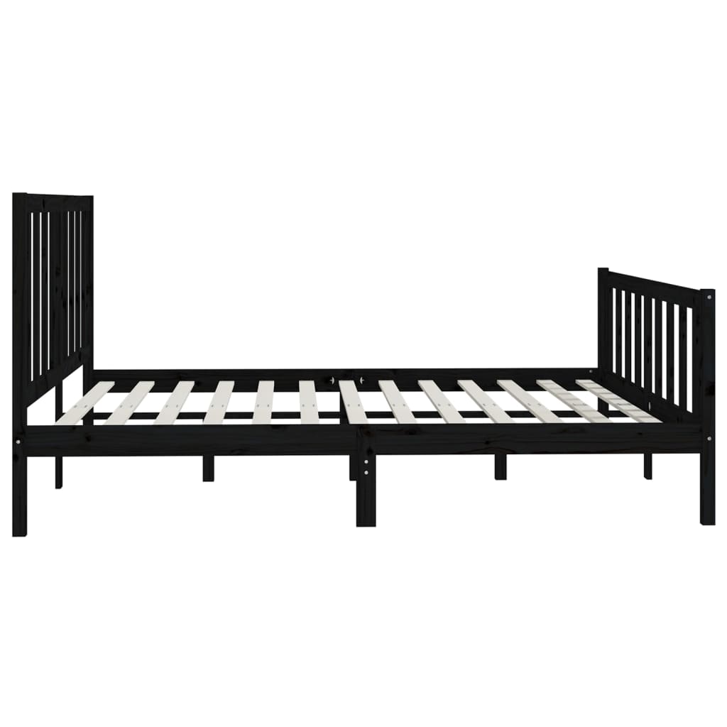 Bed Frame without Mattress Black 180x200 cm Super King Solid Wood