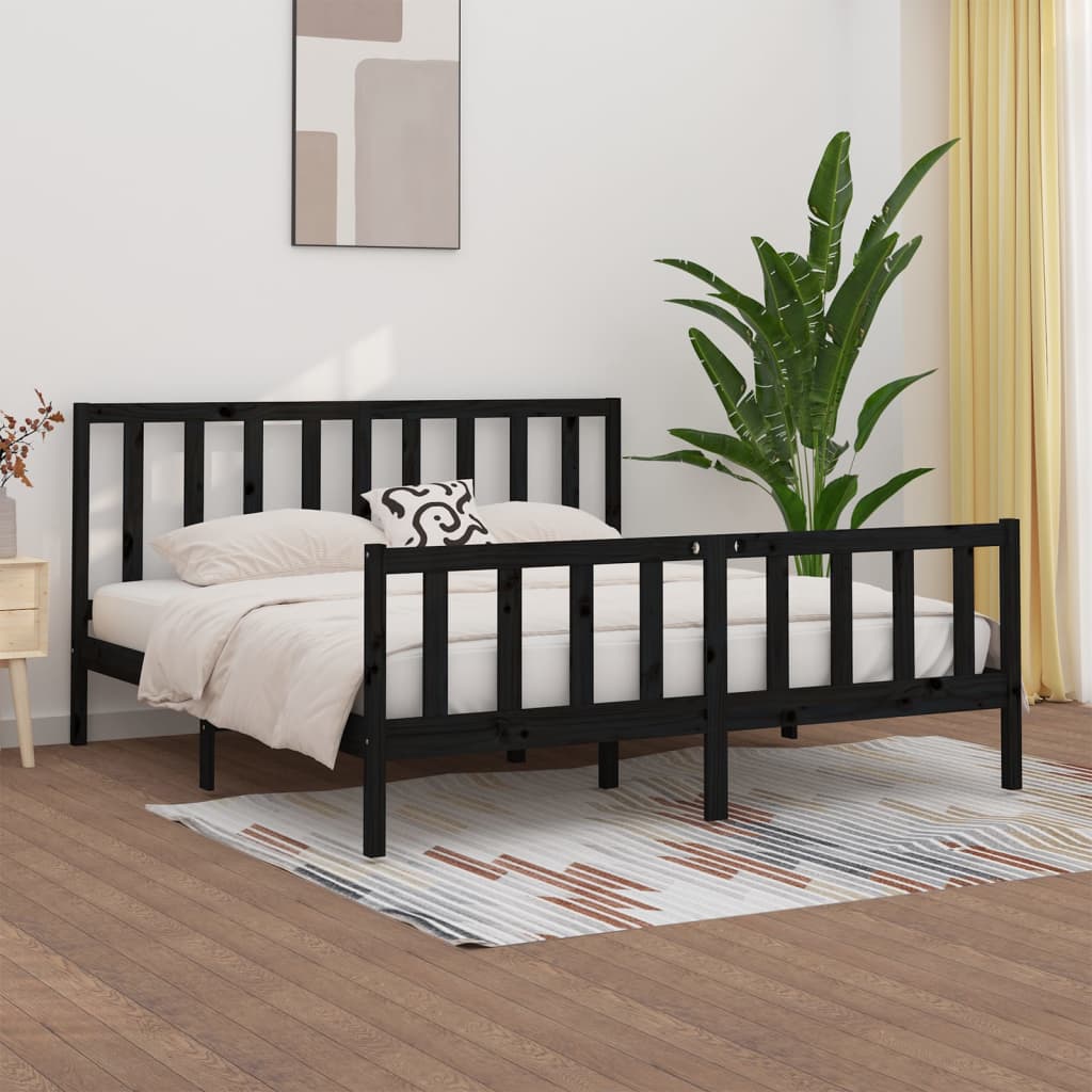 Bed Frame without Mattress Black 180x200 cm Super King Solid Wood