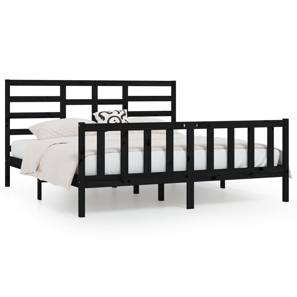 Bed Frame without Mattress Black 180x200 cm Super King Solid Wood