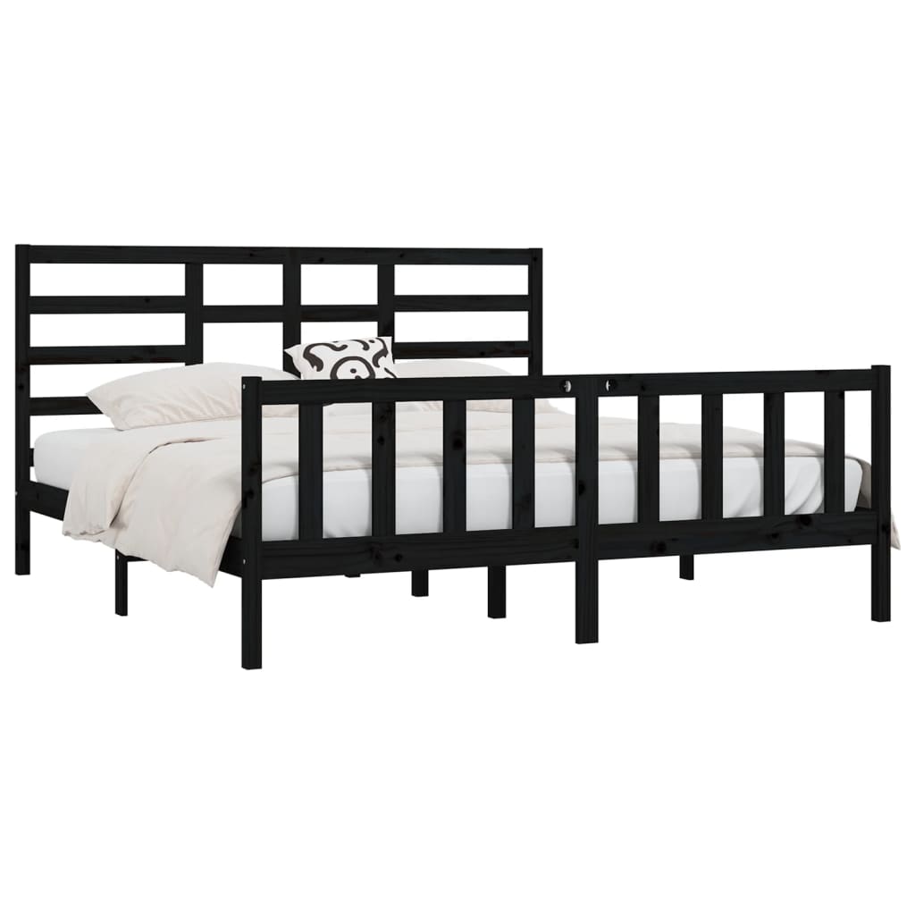 Bed Frame without Mattress Black 180x200 cm Super King Solid Wood