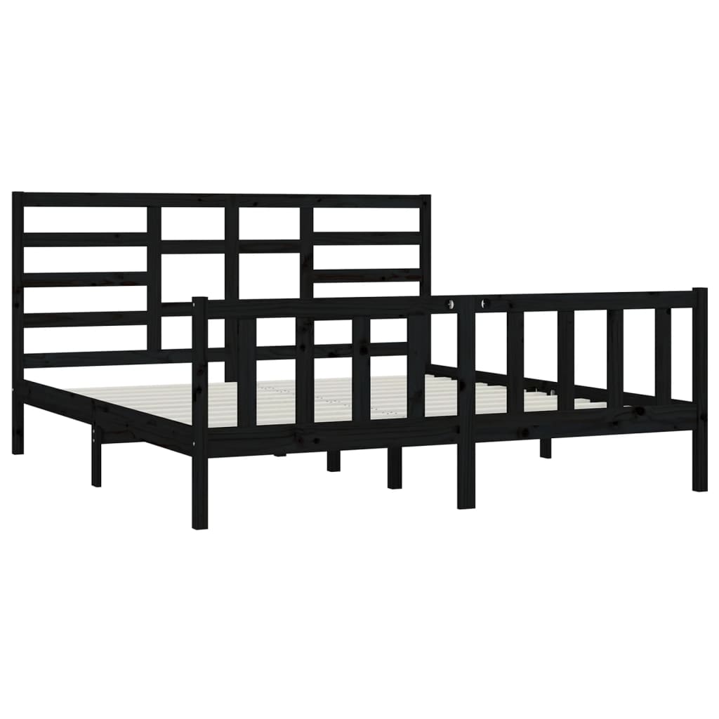 Bed Frame without Mattress Black 180x200 cm Super King Solid Wood