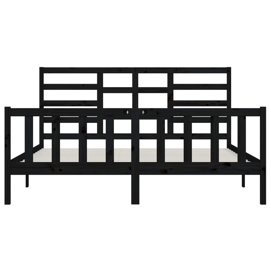 Bed Frame without Mattress Black 180x200 cm Super King Solid Wood