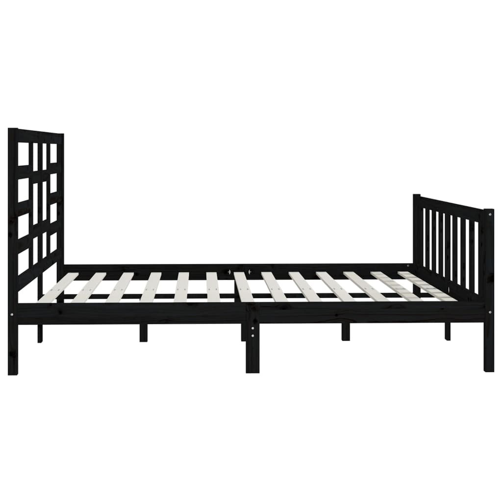 Bed Frame without Mattress Black 180x200 cm Super King Solid Wood