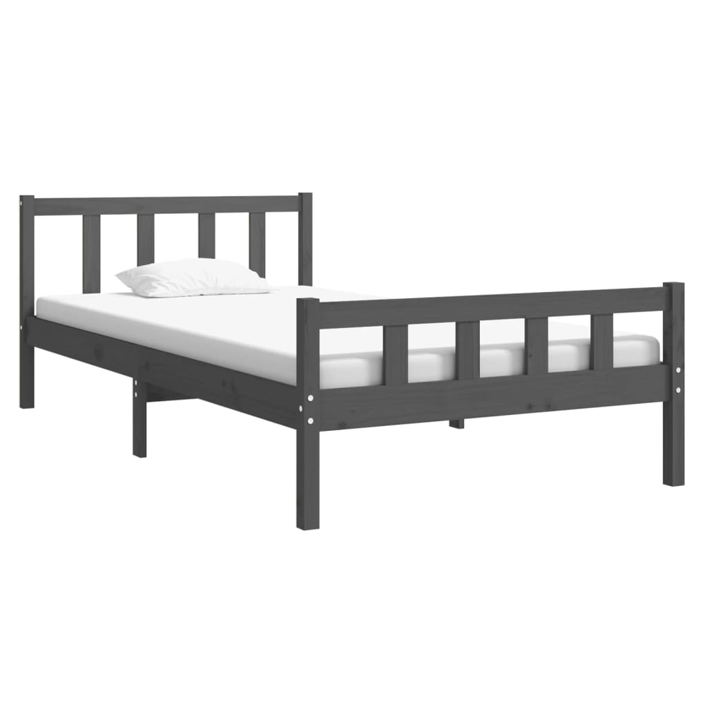 Bed Frame without Mattress Grey Solid Wood 100x200 cm