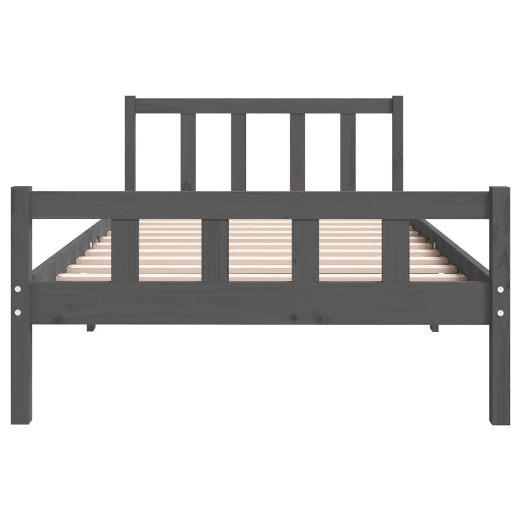 Bed Frame without Mattress Grey Solid Wood 100x200 cm