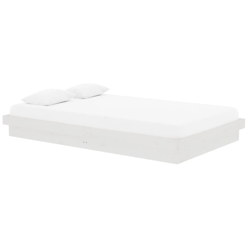 819903 vidaXL Bed Frame without Mattress White Solid Wood 120x200 cm