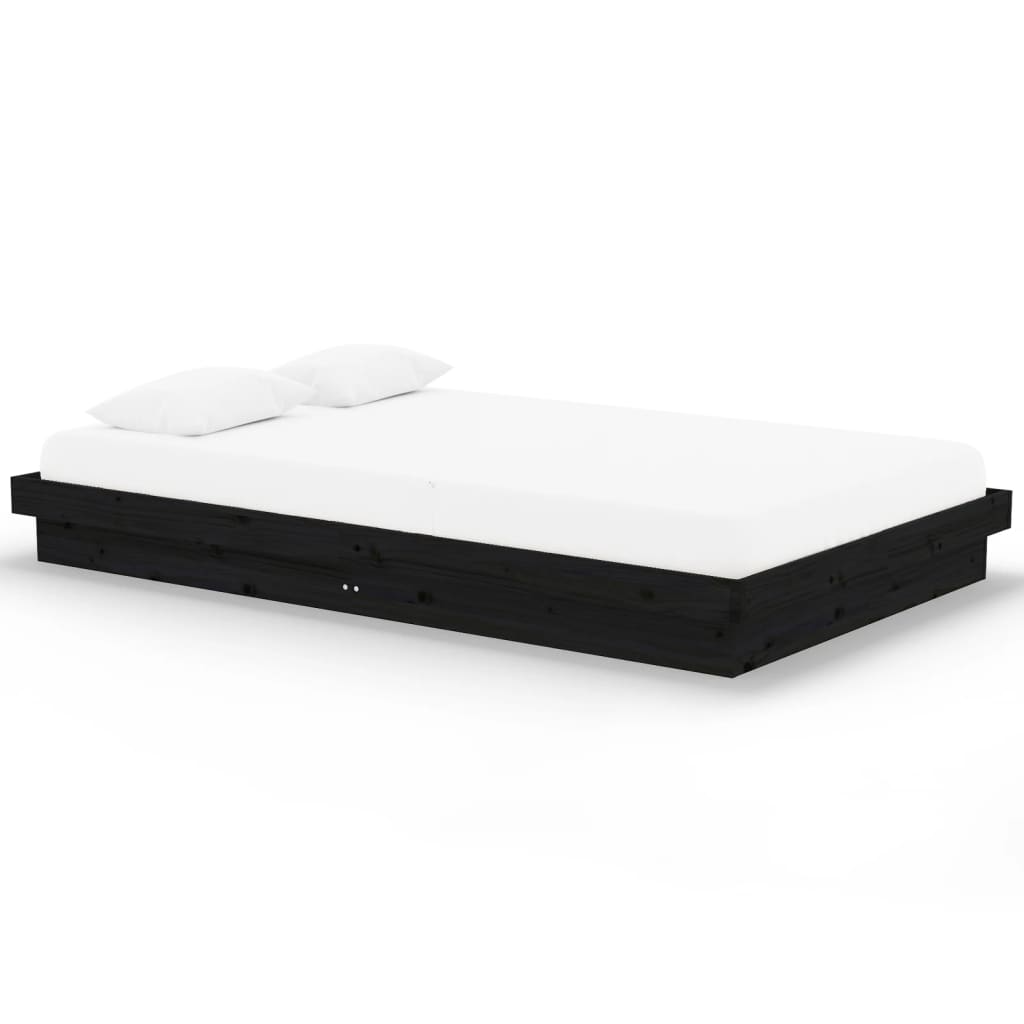 819906 vidaXL Bed Frame without Mattress Black Solid Wood 120x200 cm