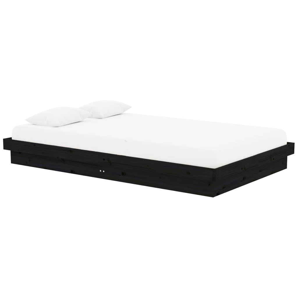 819906 vidaXL Bed Frame without Mattress Black Solid Wood 120x200 cm