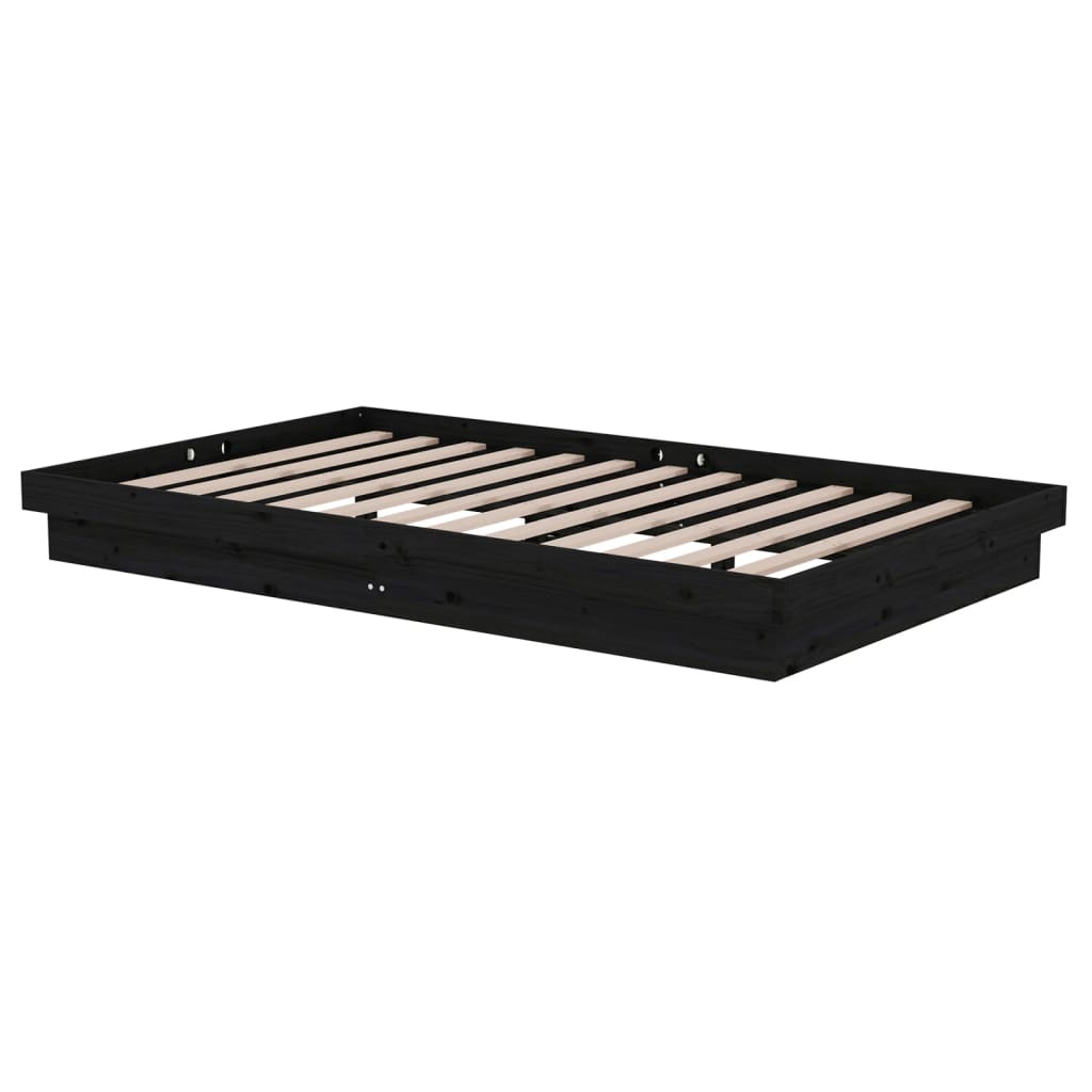 819906 vidaXL Bed Frame without Mattress Black Solid Wood 120x200 cm
