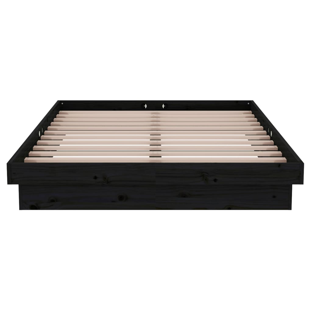 819906 vidaXL Bed Frame without Mattress Black Solid Wood 120x200 cm