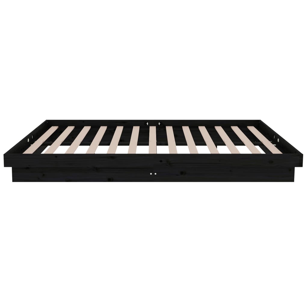 819906 vidaXL Bed Frame without Mattress Black Solid Wood 120x200 cm
