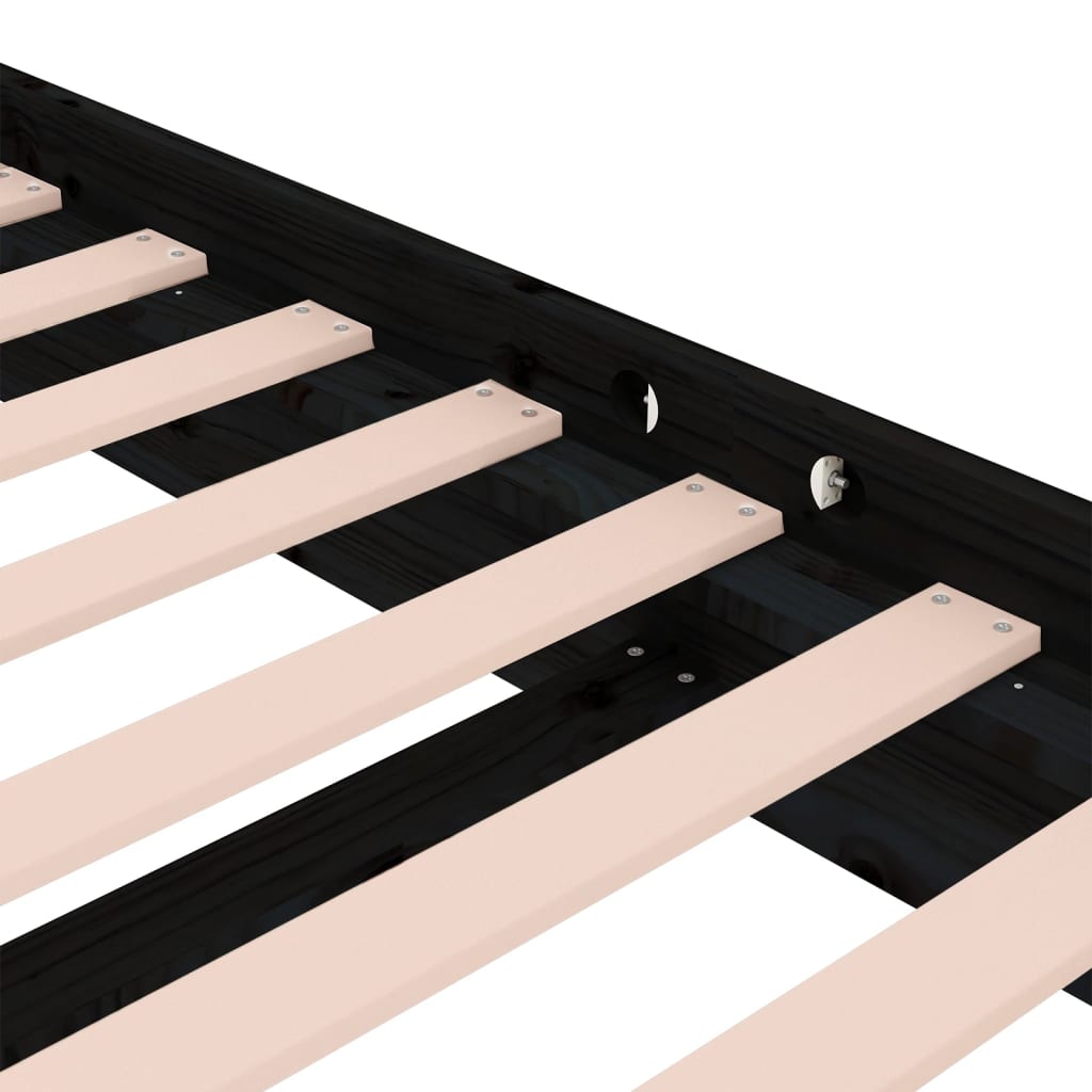 819906 vidaXL Bed Frame without Mattress Black Solid Wood 120x200 cm