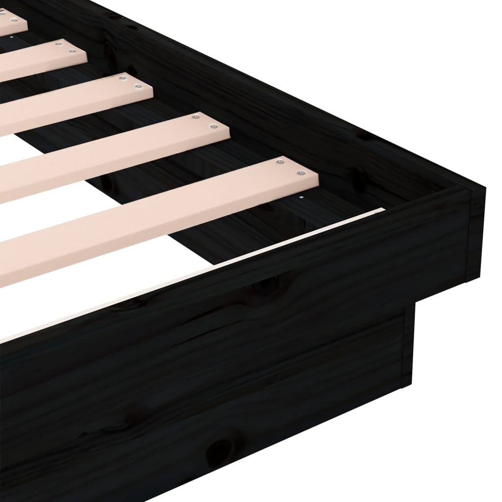 819906 vidaXL Bed Frame without Mattress Black Solid Wood 120x200 cm