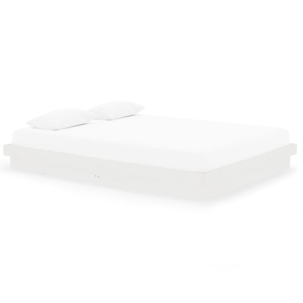 Bed Frame without Mattress White Solid Wood King Size