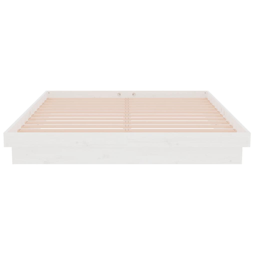 Bed Frame without Mattress White Solid Wood King Size
