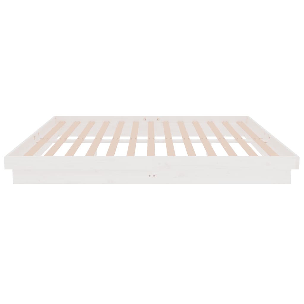 Bed Frame without Mattress White Solid Wood King Size