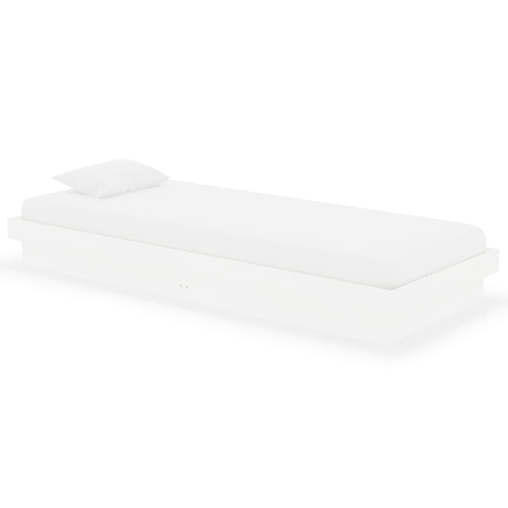 Bed Frame without Mattress White Solid Wood Small Single