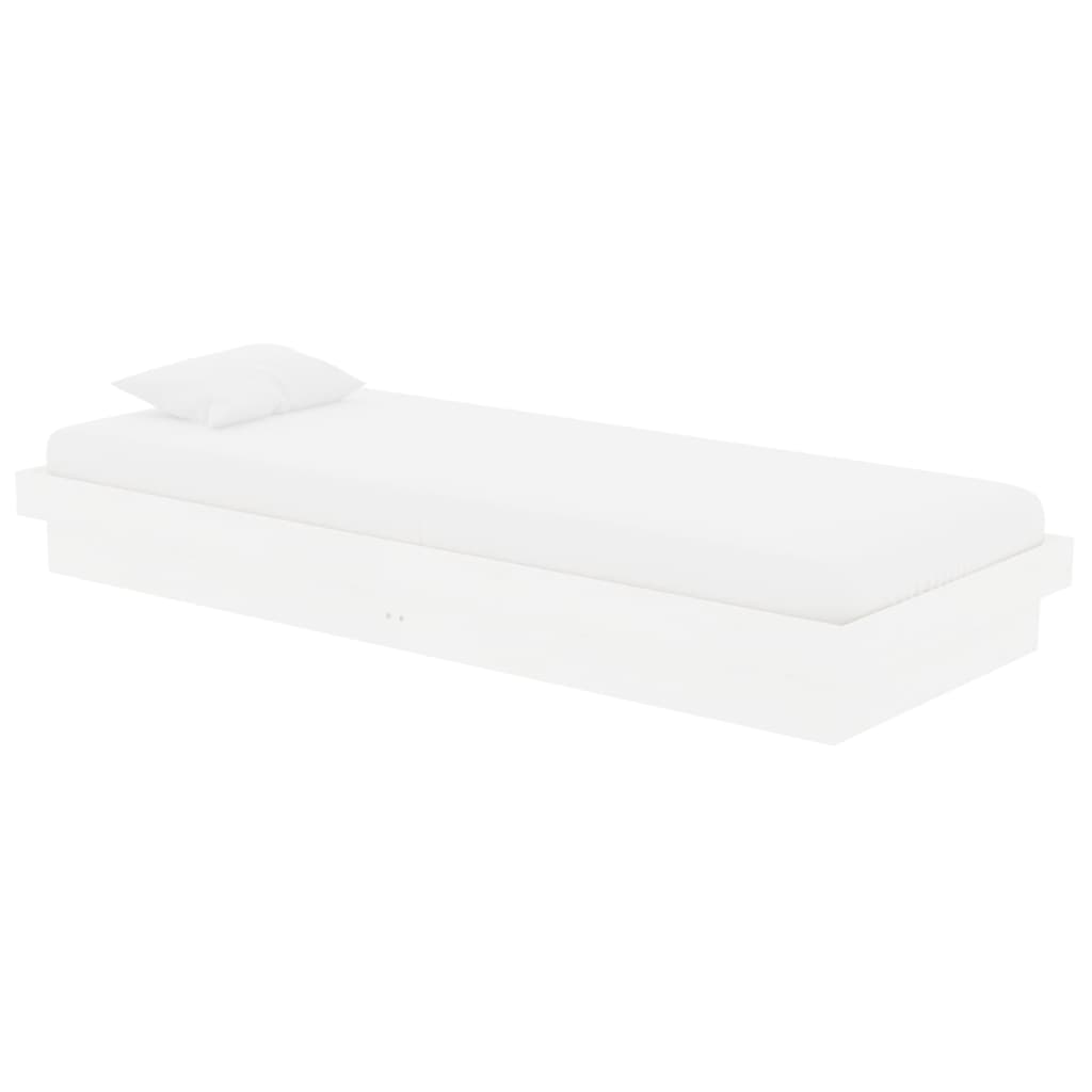 Bed Frame without Mattress White Solid Wood Small Single