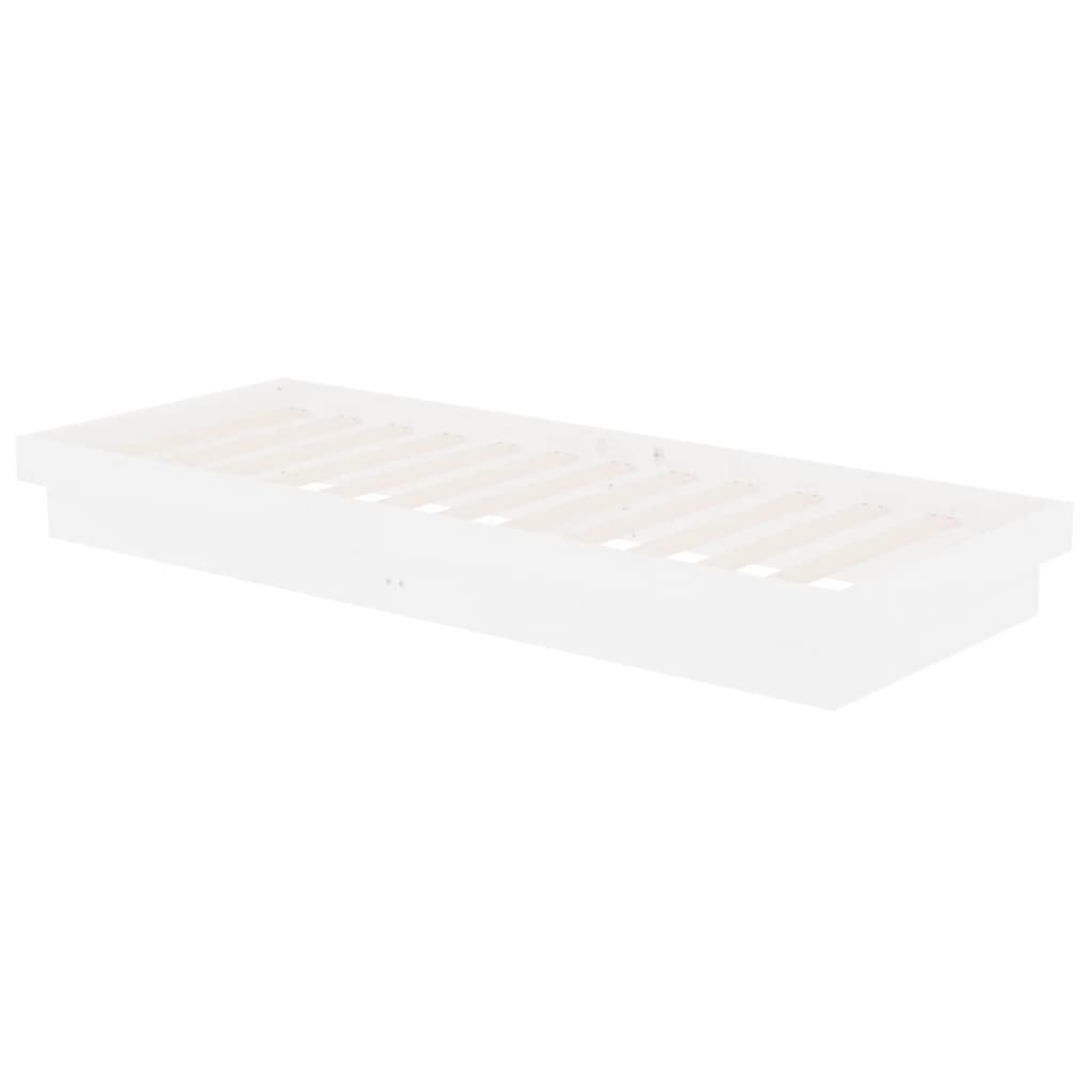 Bed Frame without Mattress White Solid Wood Small Single
