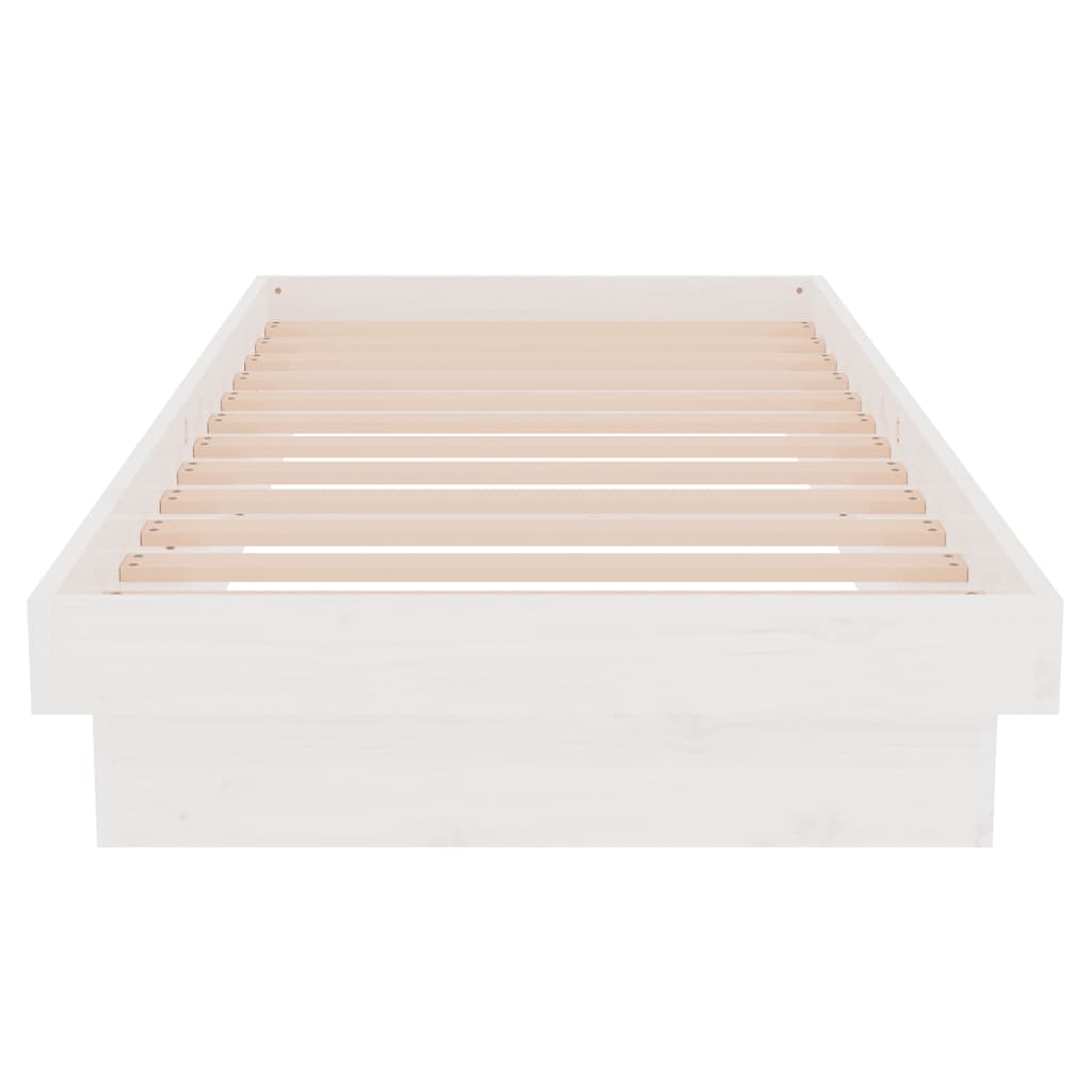 Bed Frame without Mattress White Solid Wood Small Single