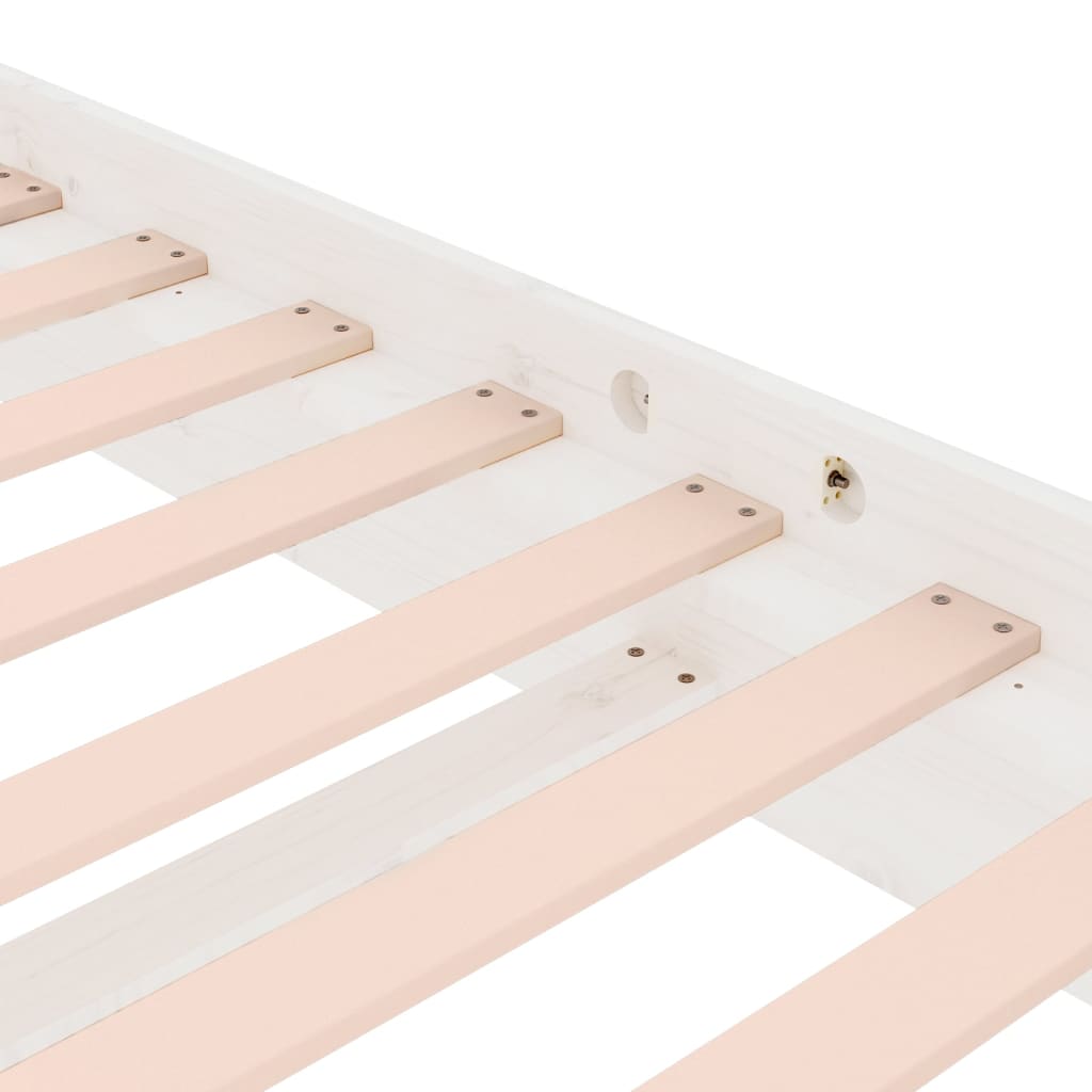 Bed Frame without Mattress White Solid Wood Small Single