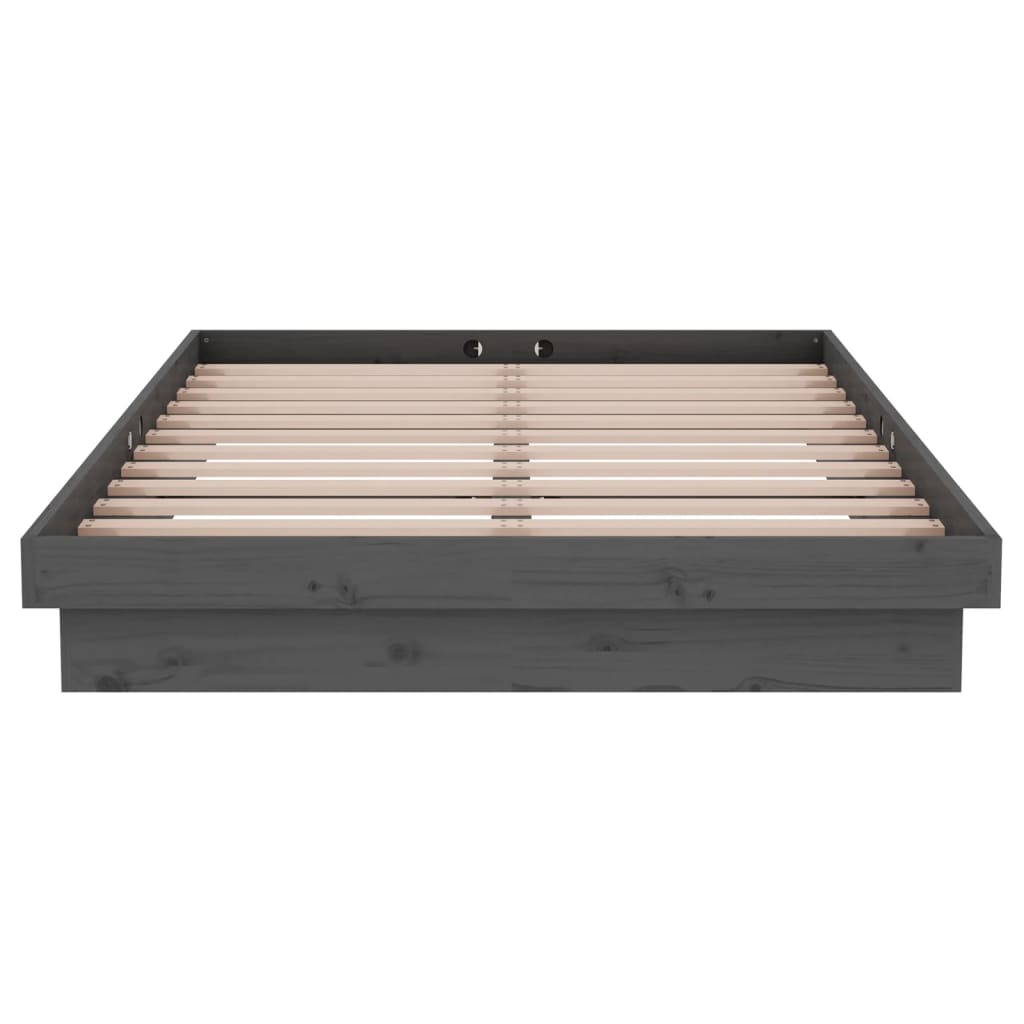 Bed Frame without Mattress Grey Solid Wood Small Double