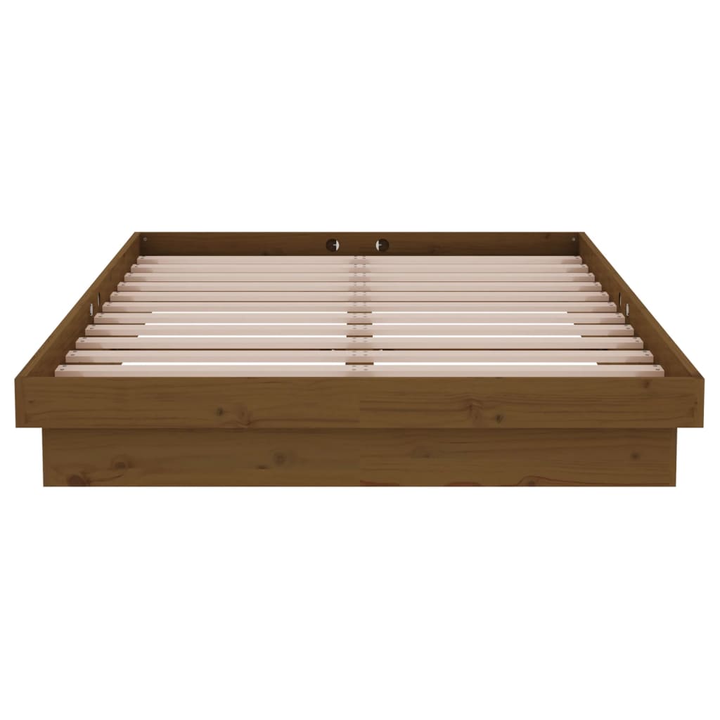 Bed Frame without Mattress Honey Brown Solid Wood Small Double