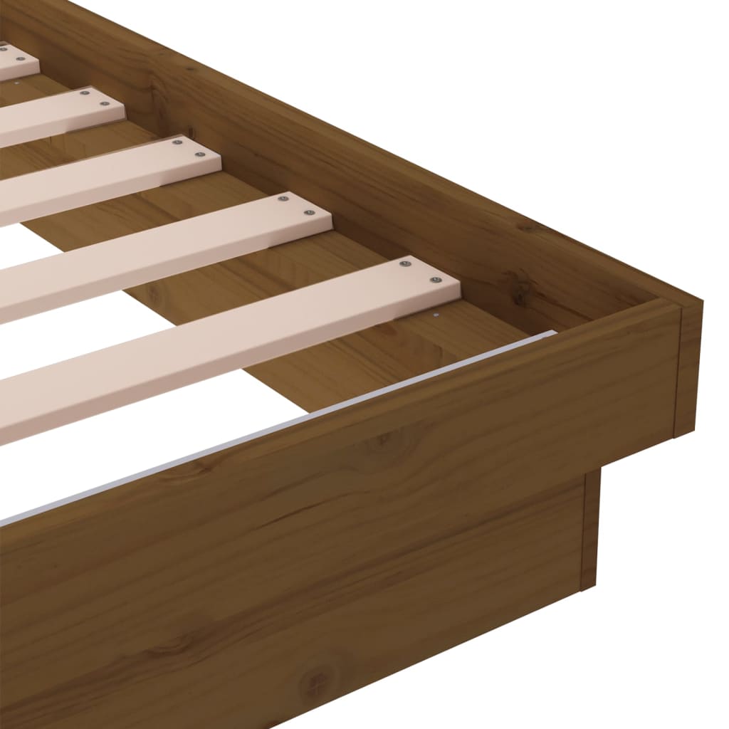 Bed Frame without Mattress Honey Brown Solid Wood Small Double